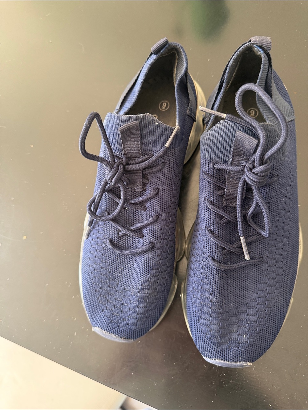 Men's Knit Lace-Up Athletic Sneakers - Navy